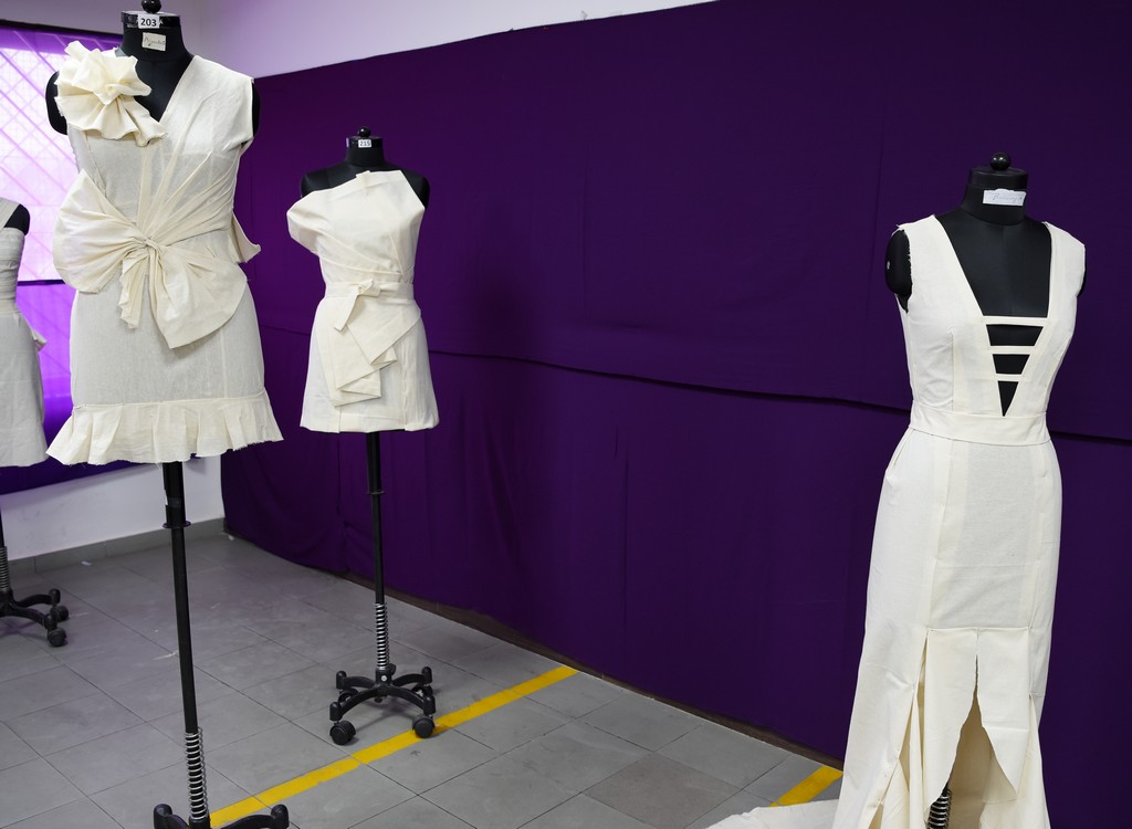 Fashion Design Students creating wonders fashion design students - Draping 5 - Fashion Design Students creating wonders by folding and pinning the fabrics | Draping Exhibition