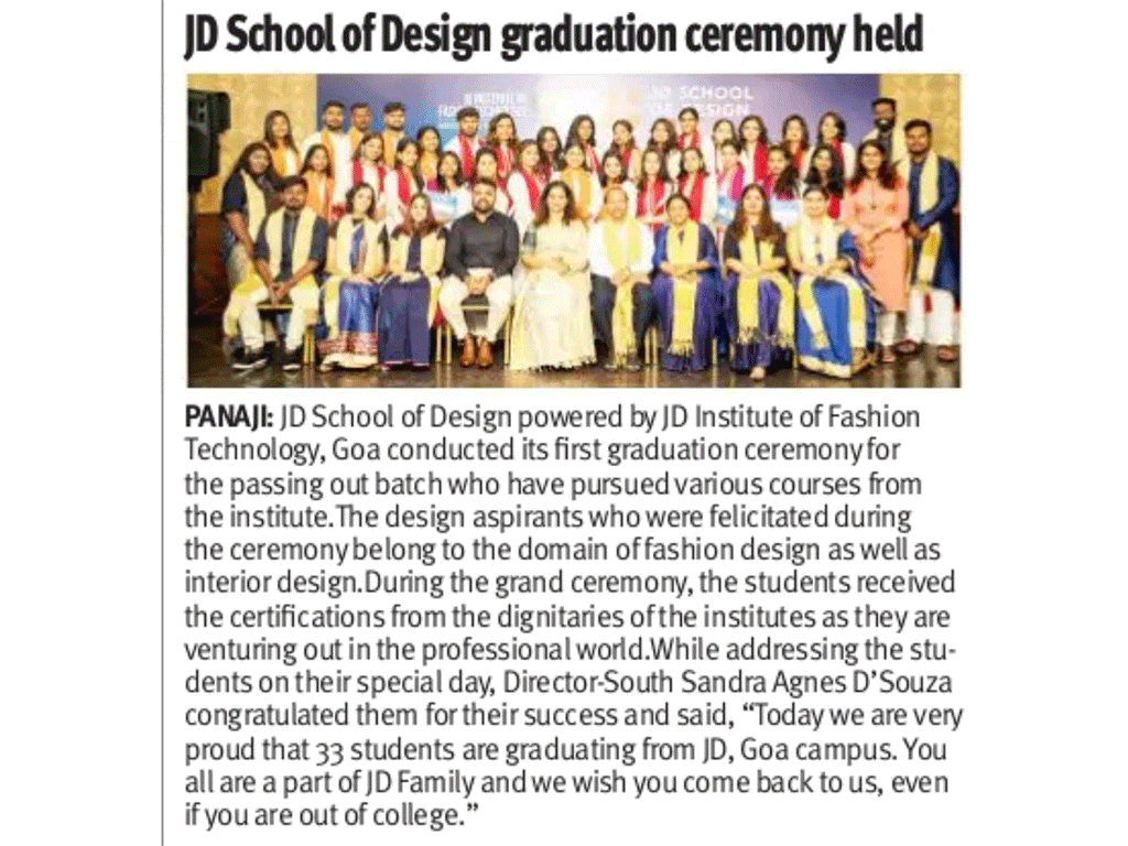 JD School of Design Goa Gets Covered By Numerous Media Agencies news room - The goan featuring - News Room