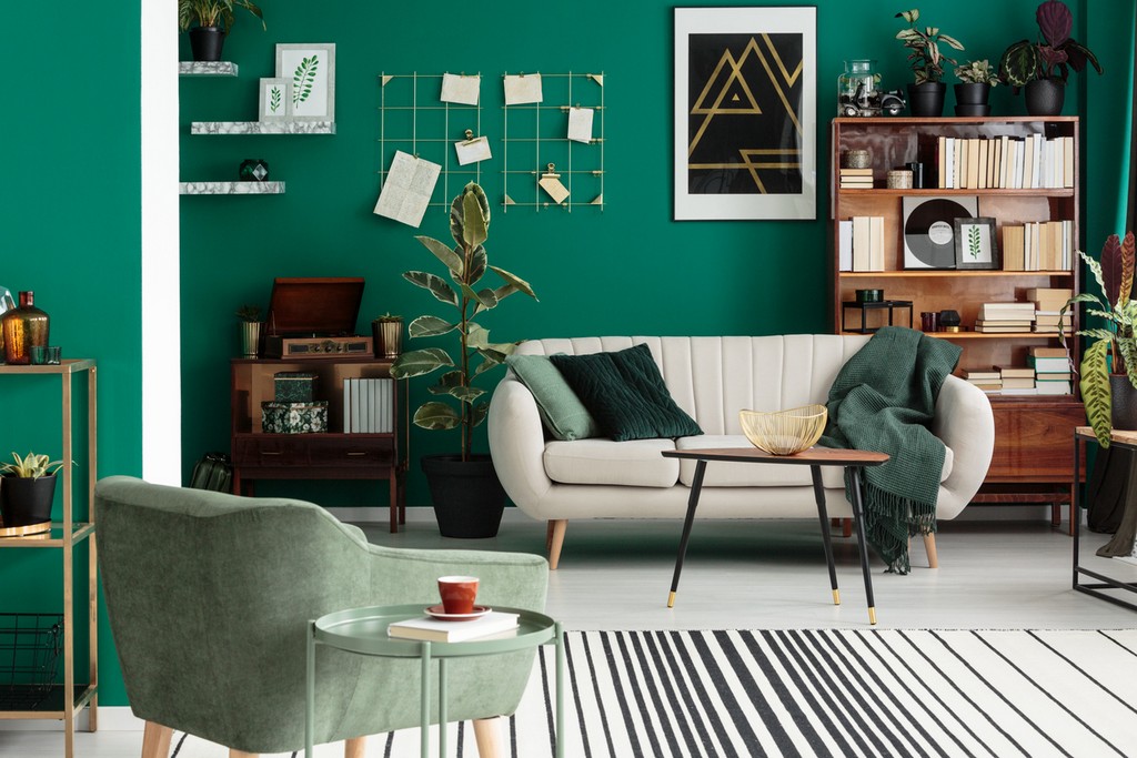 Green elegant living room interior  - 7 Color Trends in Interiors That Will Be Huge in 2024 8 -