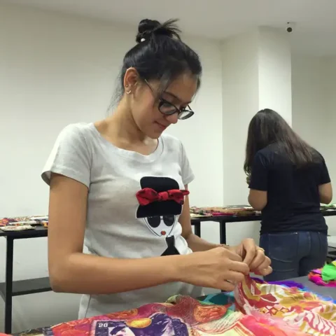Designer wear fabric display at JD Institute Of Fashion Technology