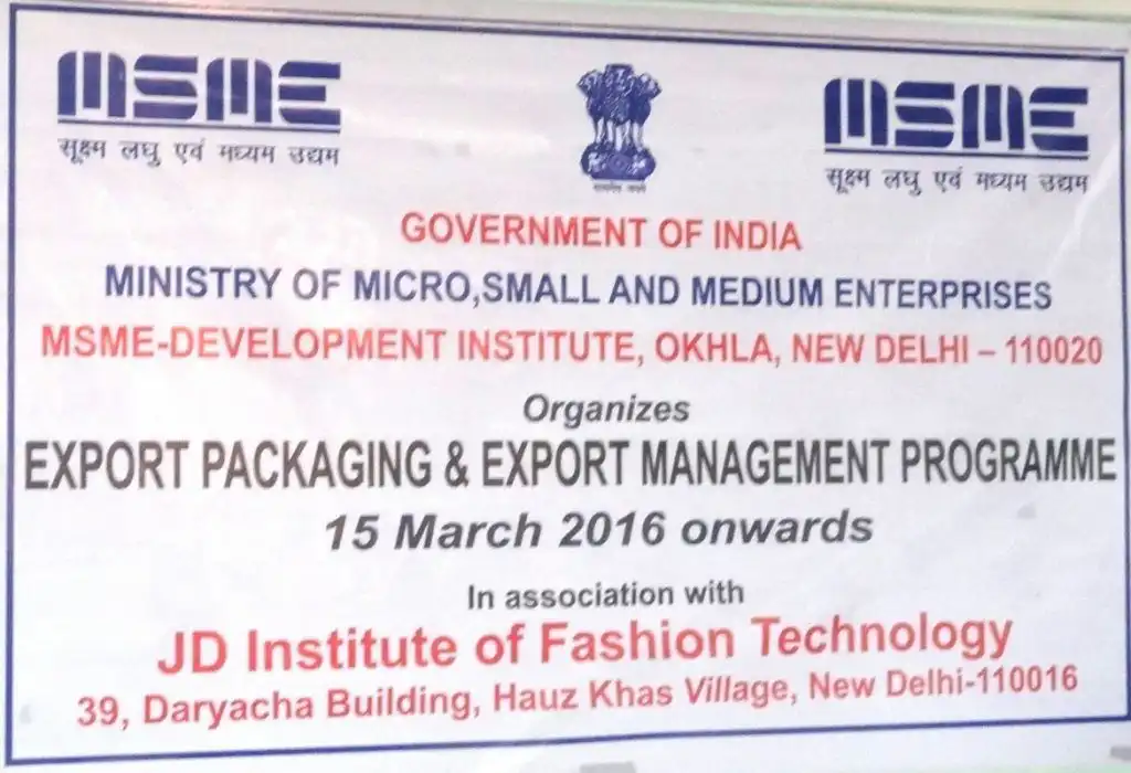 JD Institute of Fashion Technology in Collaboration with Ministry of Micro, Small and Medium Enterprises (MSME)