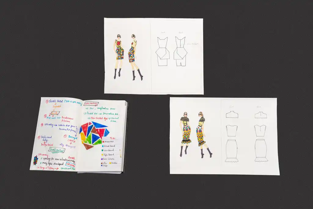 Fashion collection display inspired by art and costume history