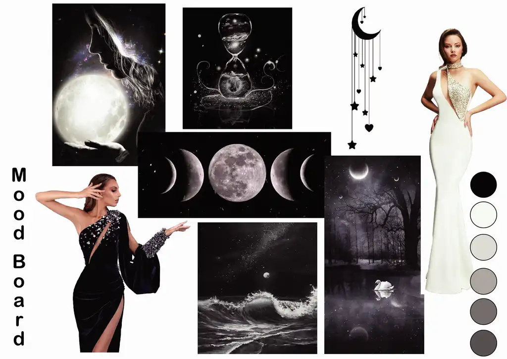 Celestial Chic A Tribute to the Beauty of Moon Mood board