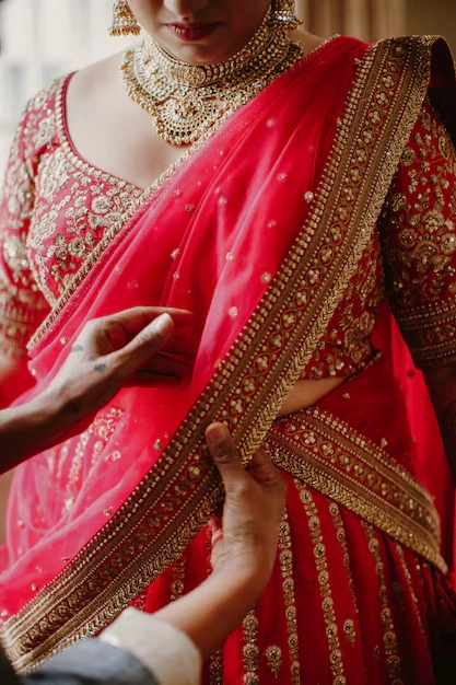 bridesmaid-helps-wear-traditional-indian-bride-dress_8353-9960 bridesmaid helps wear traditional indian bride dress 8353 9960