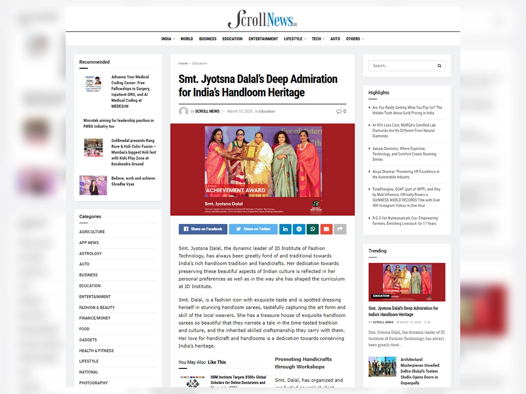 Smt Jyotsna Dalal, leading lady of JD Institute, received the Lifetime Achievement Award at Educhoice Women Leaders in Academia Awards 2025 (2)
