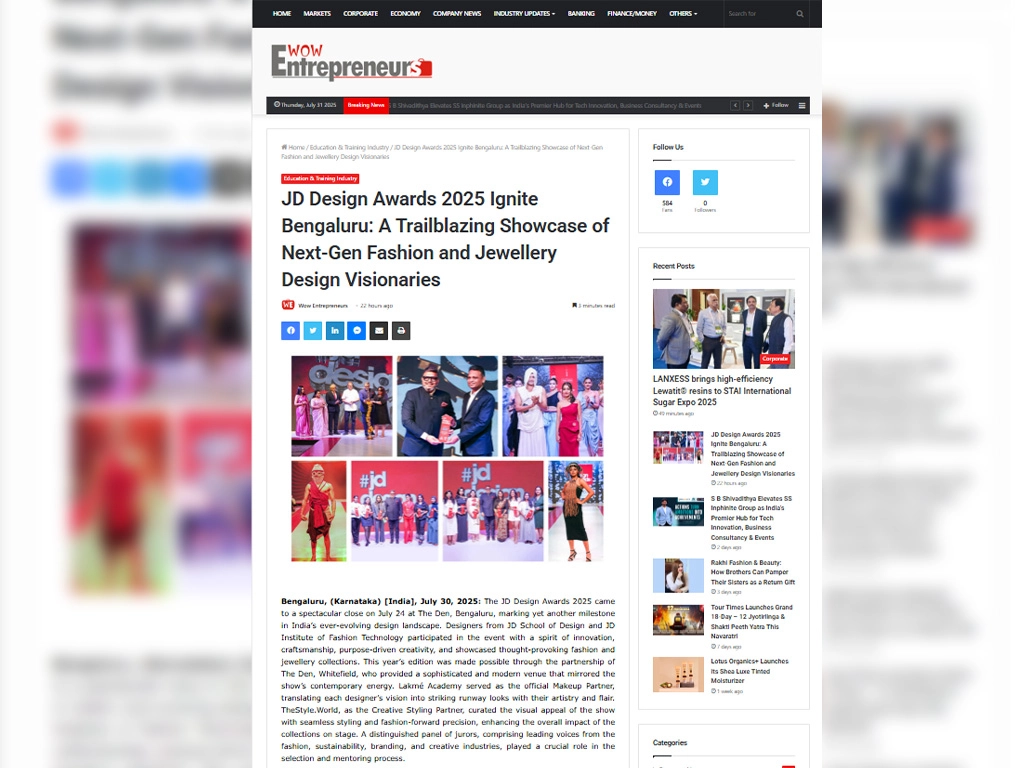 JD Design Awards 2025 Ignite Bengaluru: A Trailblazing Showcase of Next-Gen Fashion and Jewellery Design Visionaries