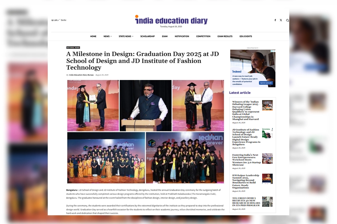 A Milestone in Design Graduation Day 2025 at JD School of Design and JD Institute of Fashion Technology